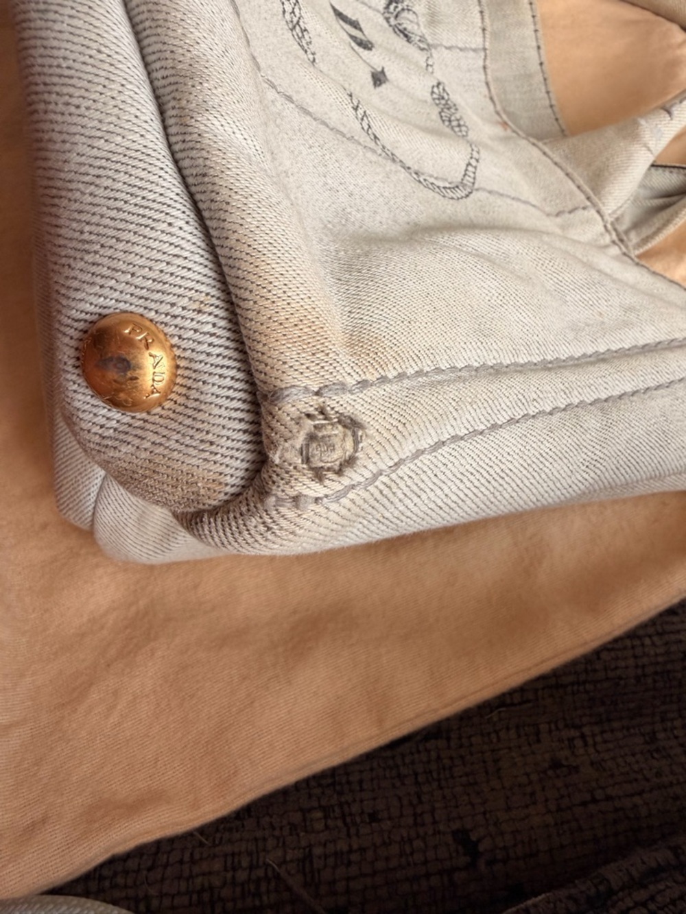 Authentic Project Prada Denim Tote with Gold Hardware - Picture 6 of 14